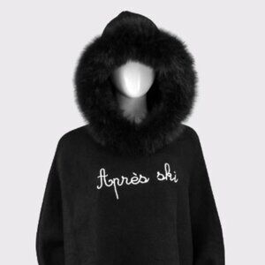 Mitchie's Black "Apres Ski" Fox Trimmed Hoodie